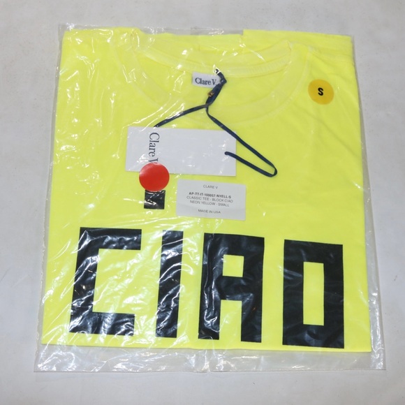 SOLD! ❤️ Clare V. Ciao Classic Tee in Neon Yellow - Picture 4 of 15
